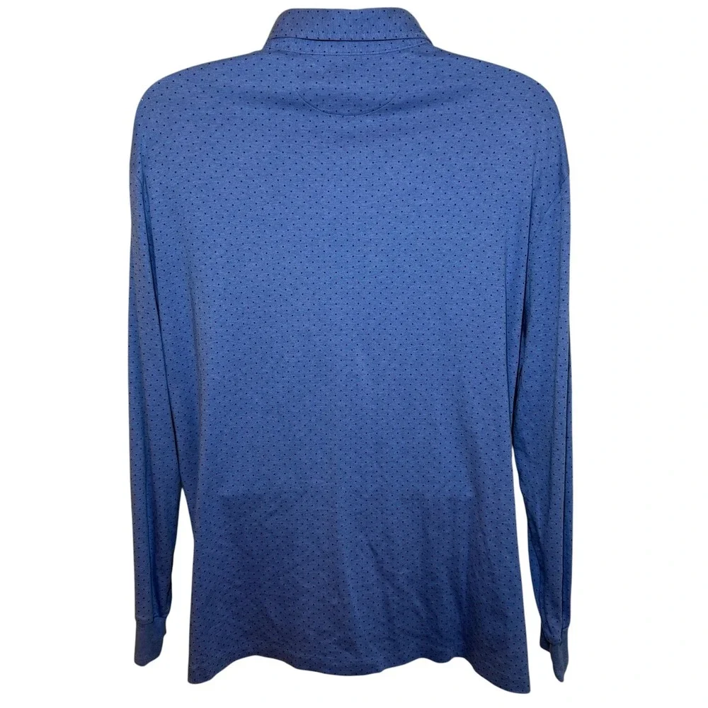 Polo Ralph Lauren Mens XL Blue Polka Dot Long Sleeve Classic Fit Polo Shirt